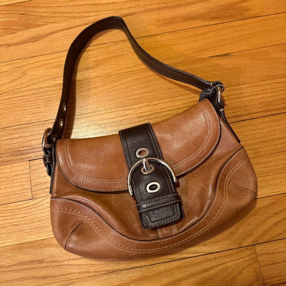 Coach Two-Tone Brown Leather Vintage Mini SoHo Shoulder Bag